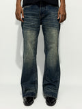 DISTRESSED BLUE BOOTCUT JEAN