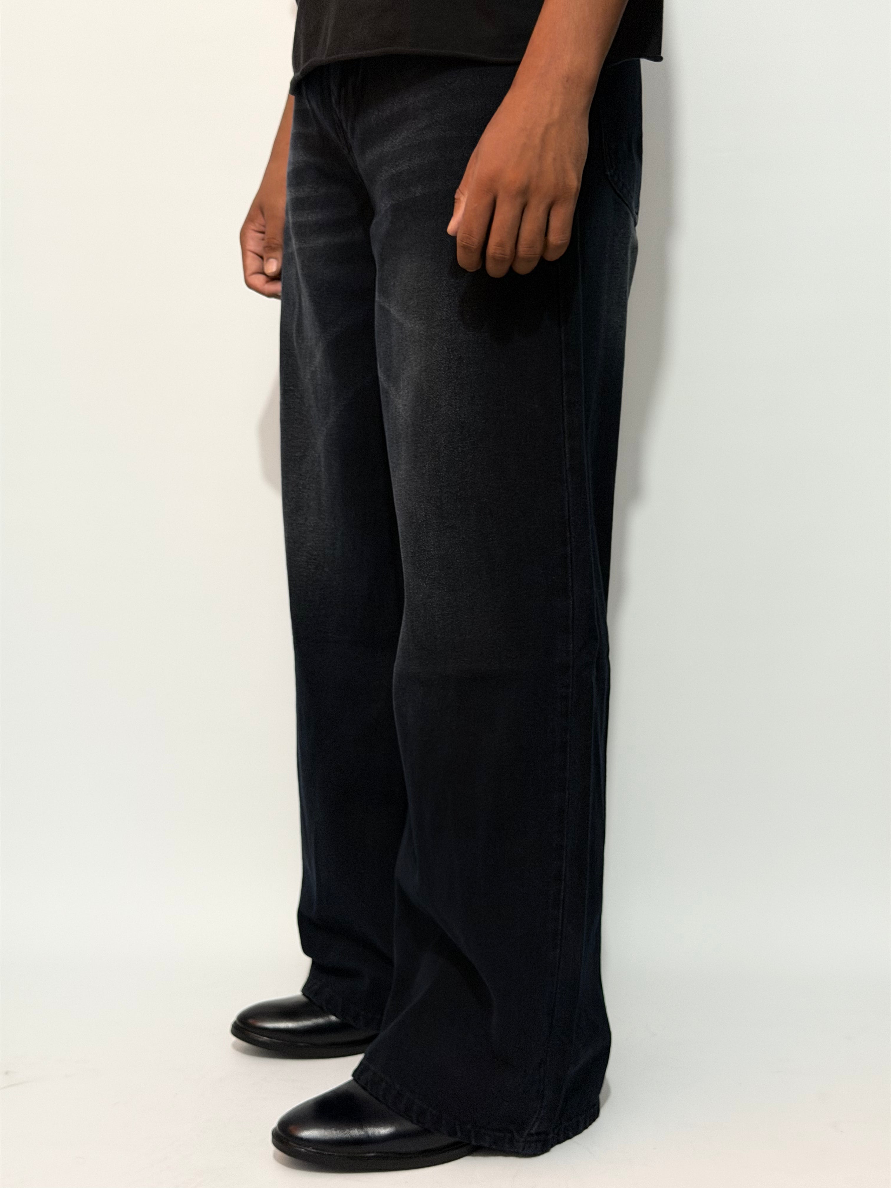 JET BLACK WIDE-LEG