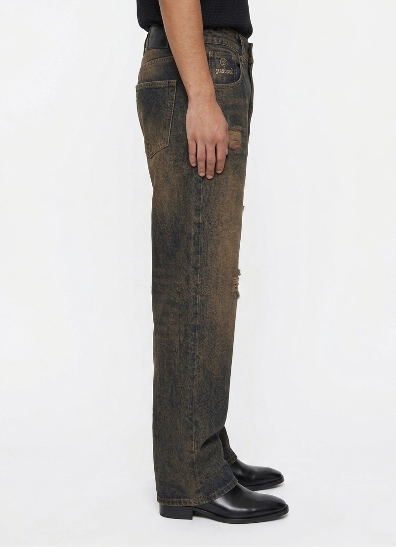 DISTRESSED TONE STRAIGHT BAGGY